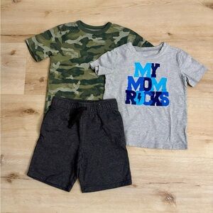 Camo and Graphic Tee with Shorts Bundle